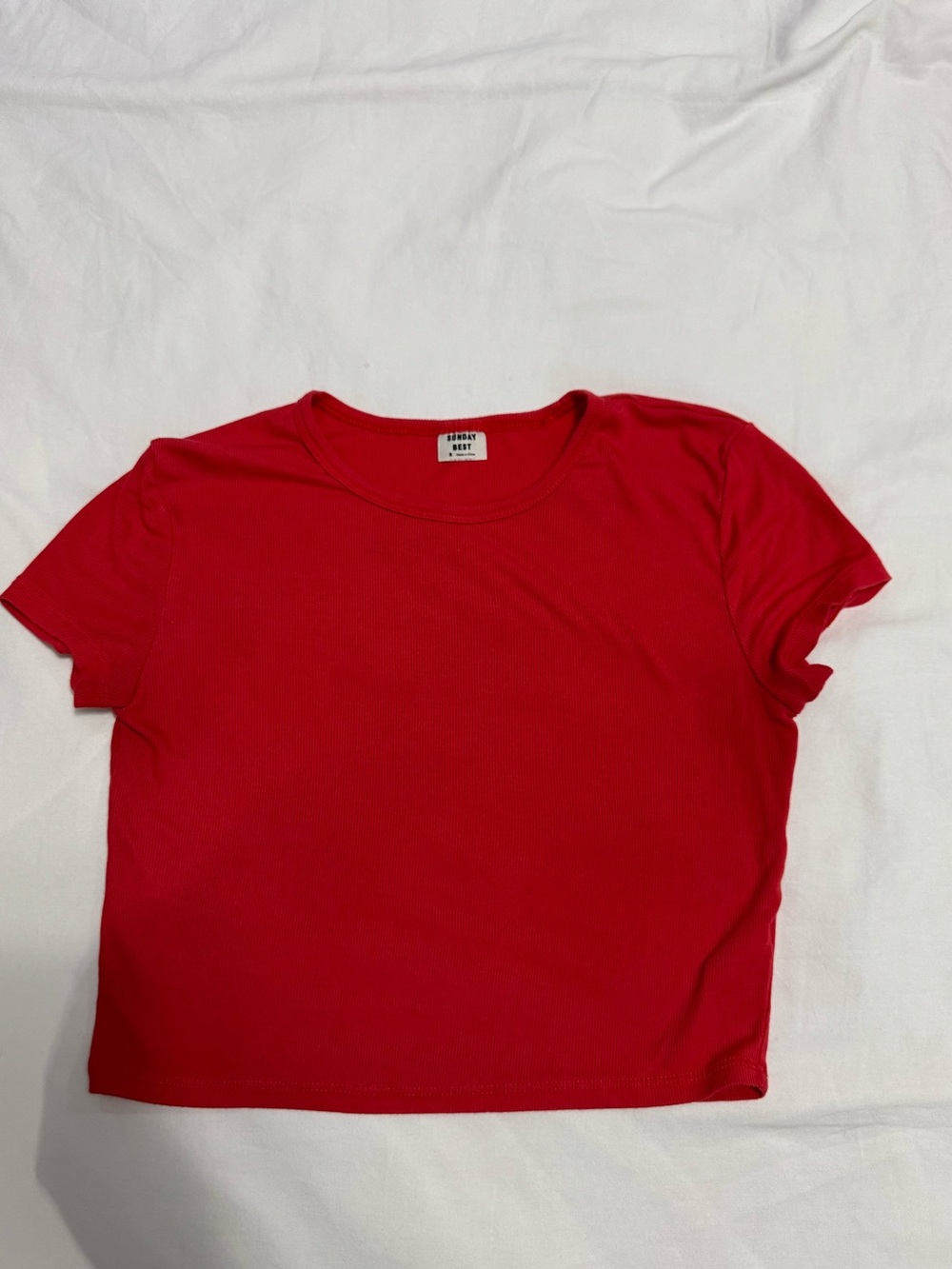 Aritzia Sunday Best Little Red Ribbed T-Shirt